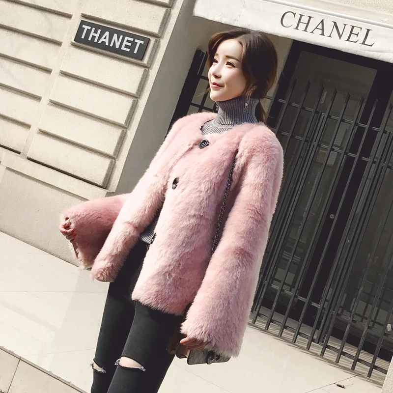 Молочно-Белые Куртки из натуральной шерсти женские однобортные толстые теплые