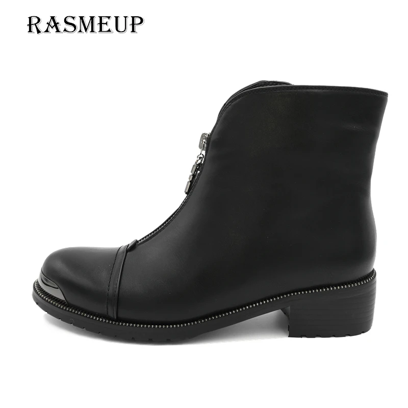 RASMEUP/распродажа Модные женские ботильоны на молнии коллекция 2018 года кожаные