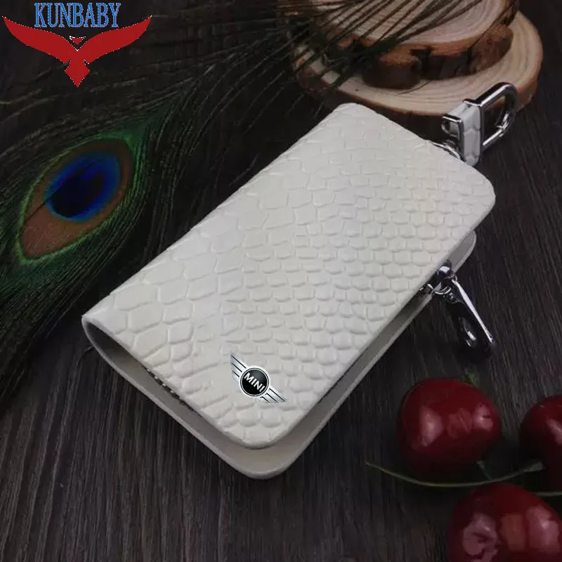 KUNBABY аксессуары для автомобиля змеиная кожа Автомобильный ключ дистанционный Чехол Держатель Автомобильный бумажник-ключница кольцо на сумку брелок для Mini Cooper