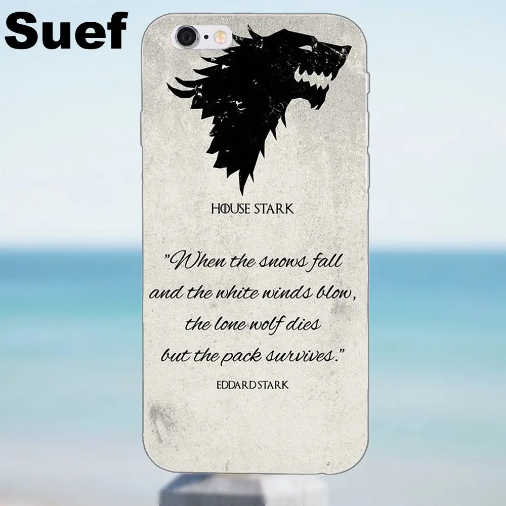 Suef House Stark Got мягкий чехол для телефона iPhone X 4 4S 5 5S 5C SE 6 6S 7 8 Plus Samsung Galaxy A3 A5 J1 J3 J5 J7 2016