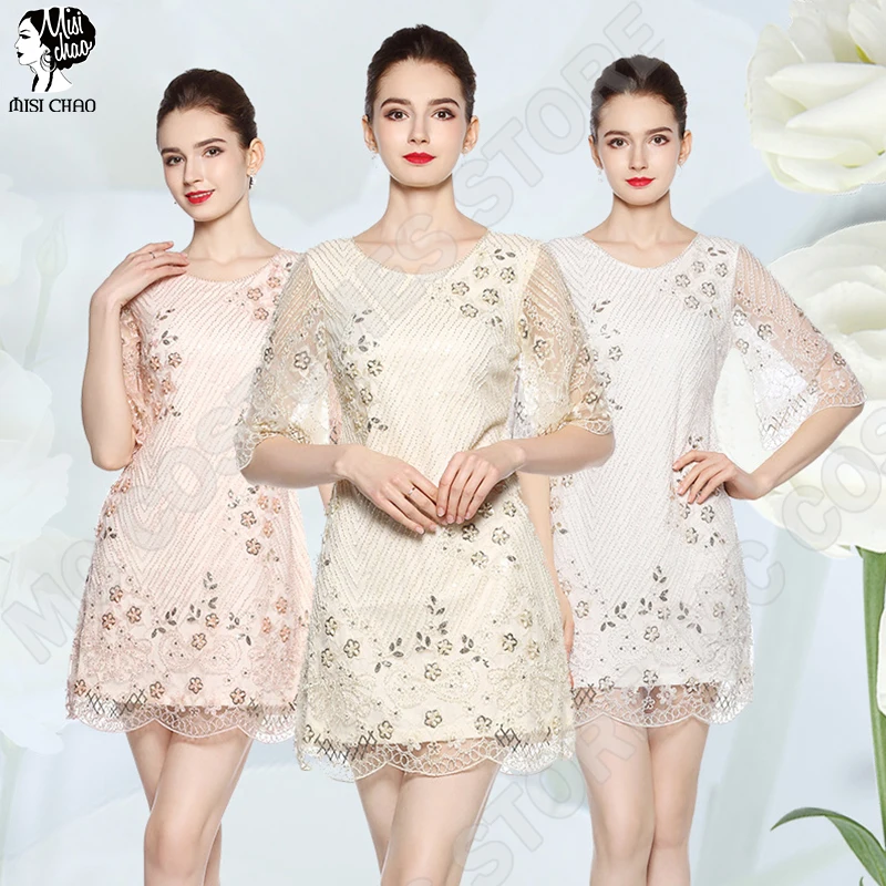 Платья для матери невесты вечерние кружевные платья с короткими рукавами длиной