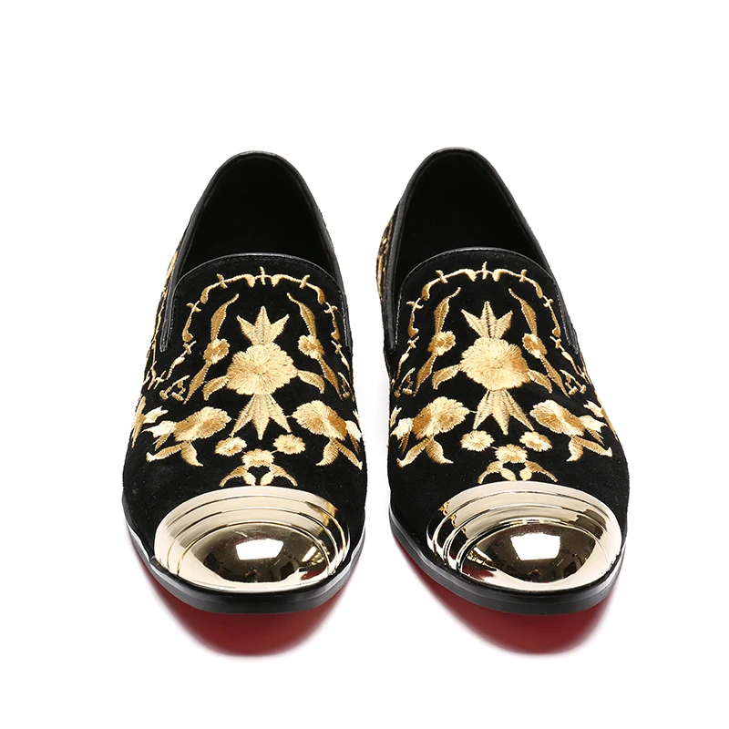 Christian A Bella/мужские лоферы с золотой вышивкой Замшевые Свадебные Формальные