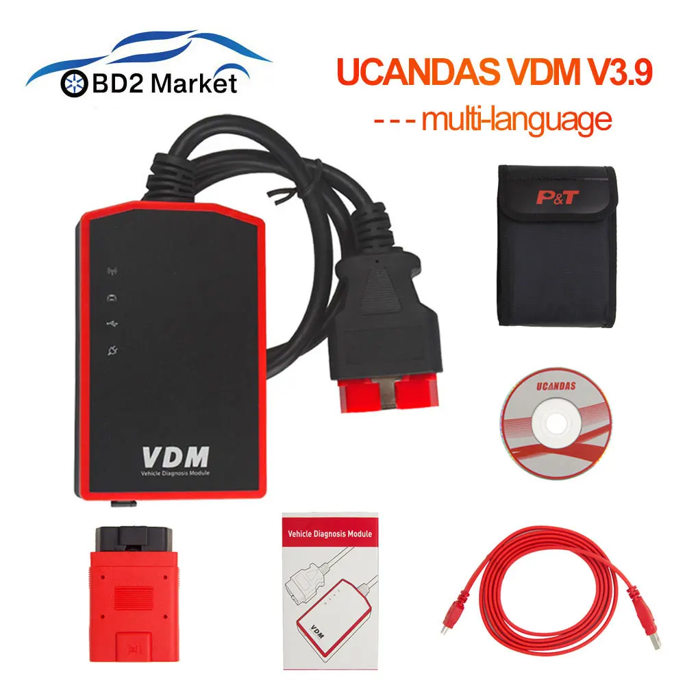 Ucandas VDM V3.9 автоматический диагностический инструмент Многоязычный сканер OBD2 полные системы vdm обновление онлайн беспроводной