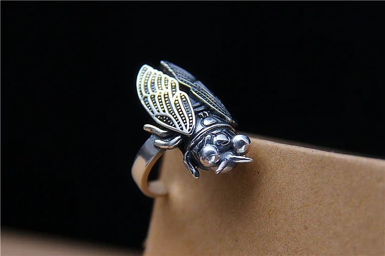 925 пробы серебро cicada Ретро коллекция кольцо кольца Регулируемый размер A1856