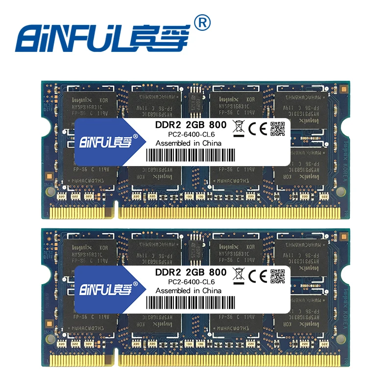 Binful DDR2 4 Гб(2x2 Гб) 667 МГц PC2-5300 800 МГц PC2-6400 Двухканальный для лэптоп ноутбук память memoria Ram