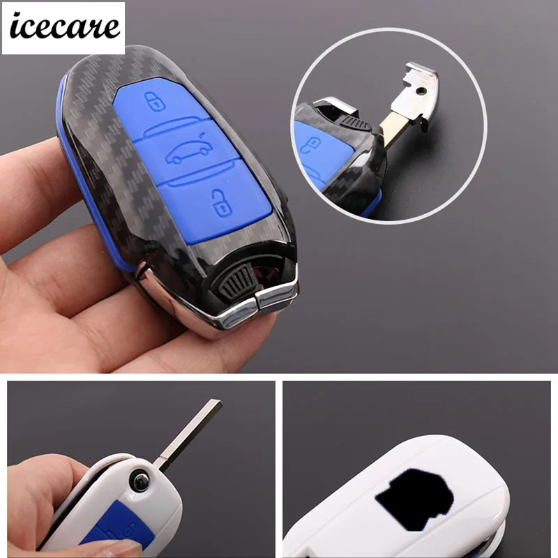 Углеродное волокно + силиконовый чехол для ключей от машины Peugeot 107 206 207 208 306 307 308 407