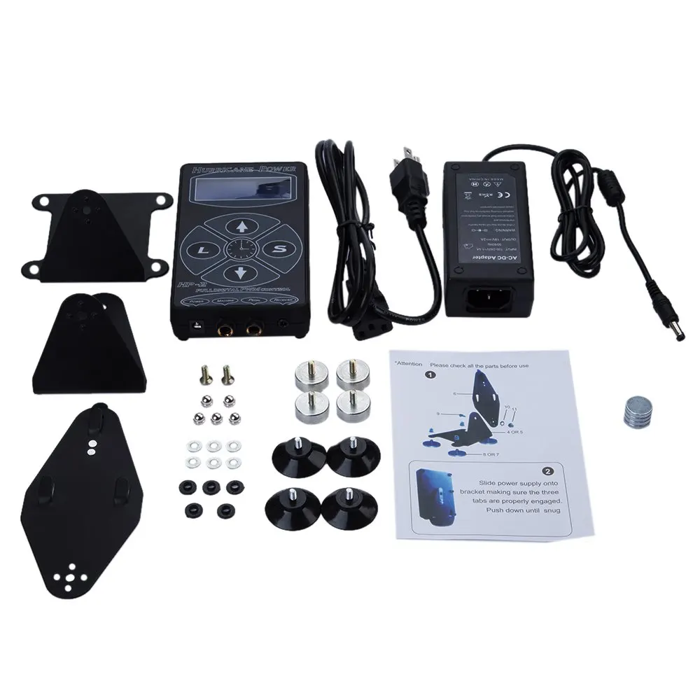 110 - 220V High Power Digital LCD Tattoo Supply Dual Setting Liner Shader With 4 Machine Memory Modes And Adjustable Base |