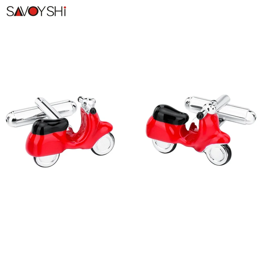 Модные красные Эмалевые запонки SAVOYSHI с 3D моделью мотоцикла для мужчин