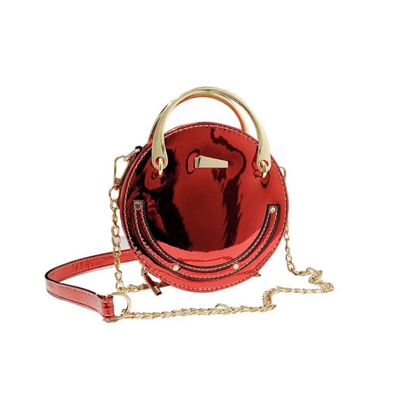 2018 Новая мода Лазерная круглые цепи плечо сумка через вечернее мини женская