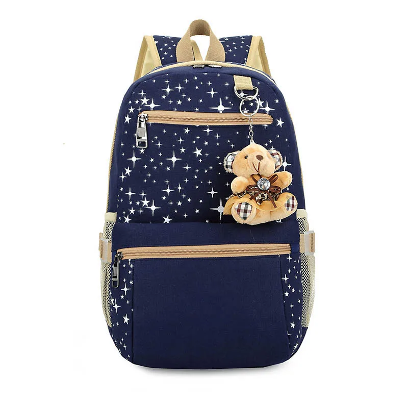 3 шт./компл. Для женщин рюкзак школьные ранцы принт со звездой обувь Симпатичные