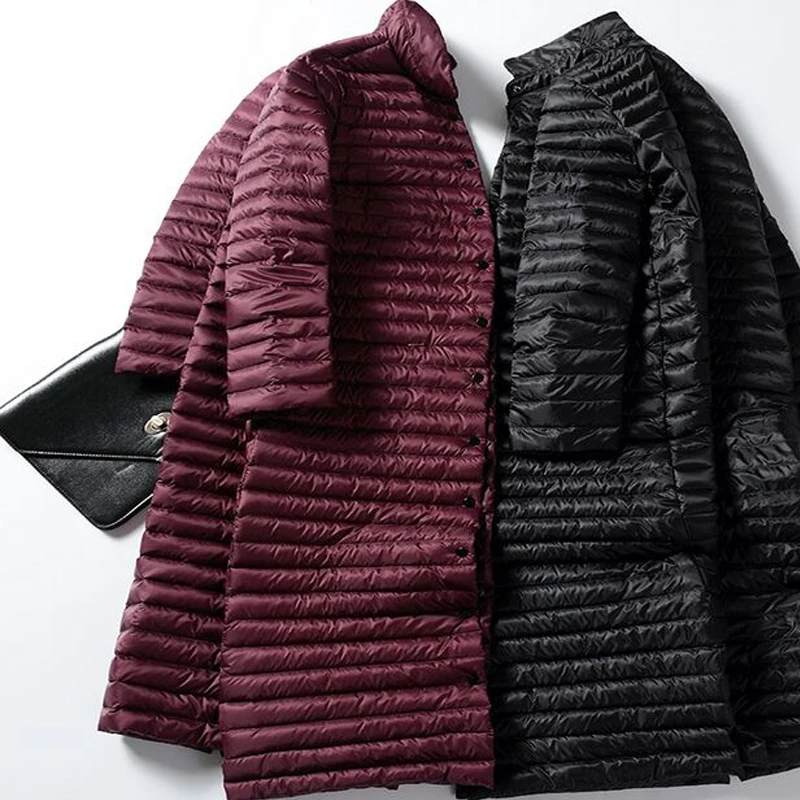 Новинка 2018 весенне-зимний удлиненный пуховик на 90% белом утином пуху Женский