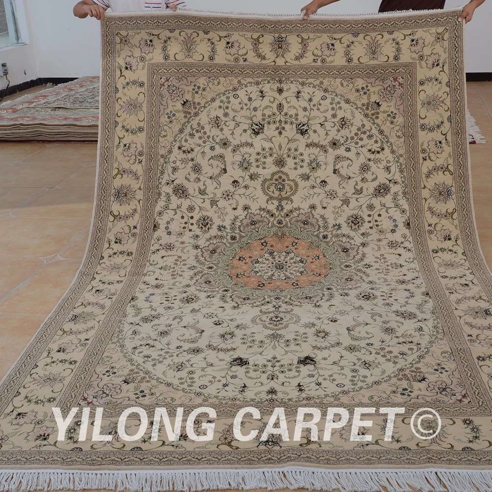 

Yilong 6'x9' hand knotted persian wool carpet exquisite silk persian wool rug for sale (1489)