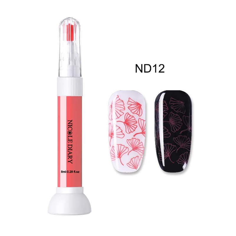 8ml ND012 NICOLE DIARY 8 мл два в одном лак для ногтей штамповка лак для ногтей для пластины черный белый лак для печати Vernis праймер - Цвет: 8ml ND012