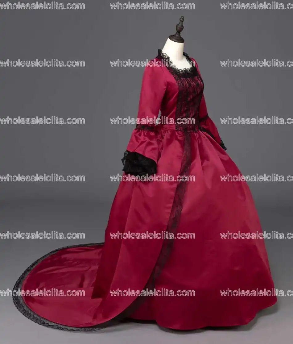 Красная Мария-Антуанетта платья эпохи Возрождения бальное платье со шлейфом