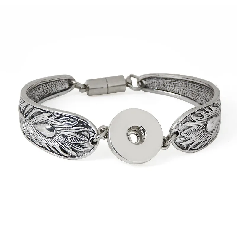 Этнический Тибетский металлический сплав 18 мм защелкивающиеся кнопки браслеты