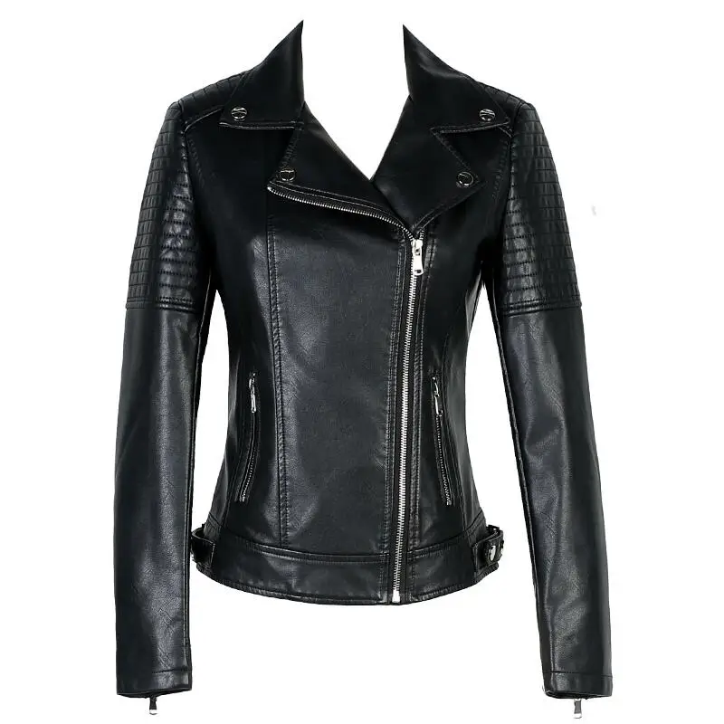 Плюс размер S M L XL XXL 3XL мотоциклетная кожаная куртка женская кожаная куртка Весенняя короткая тонкая женская кожаная одежда верхняя одежда