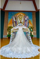 chapel veils ivorywhite long 3m wedding lace appliques bridal veils with comb