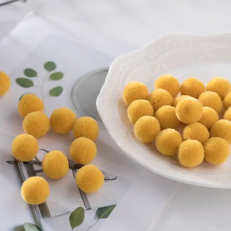 C10 Gold Yellow Высокое качество 60 шт. 15 мм разноцветный помпон мех ремесло DIY мягкие помпоны свадебные украшения, шитье/клей на ткани аксессуары - Цвет: C10 Gold Yellow