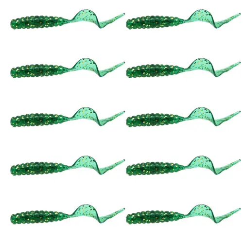 green JYJ 10 шт. 5 см личинка Мягкая приманка в виде червя приманки, кремнезема искусственная Мягкая червь приманка личинка для рыболовных снастей - Цвет: green
