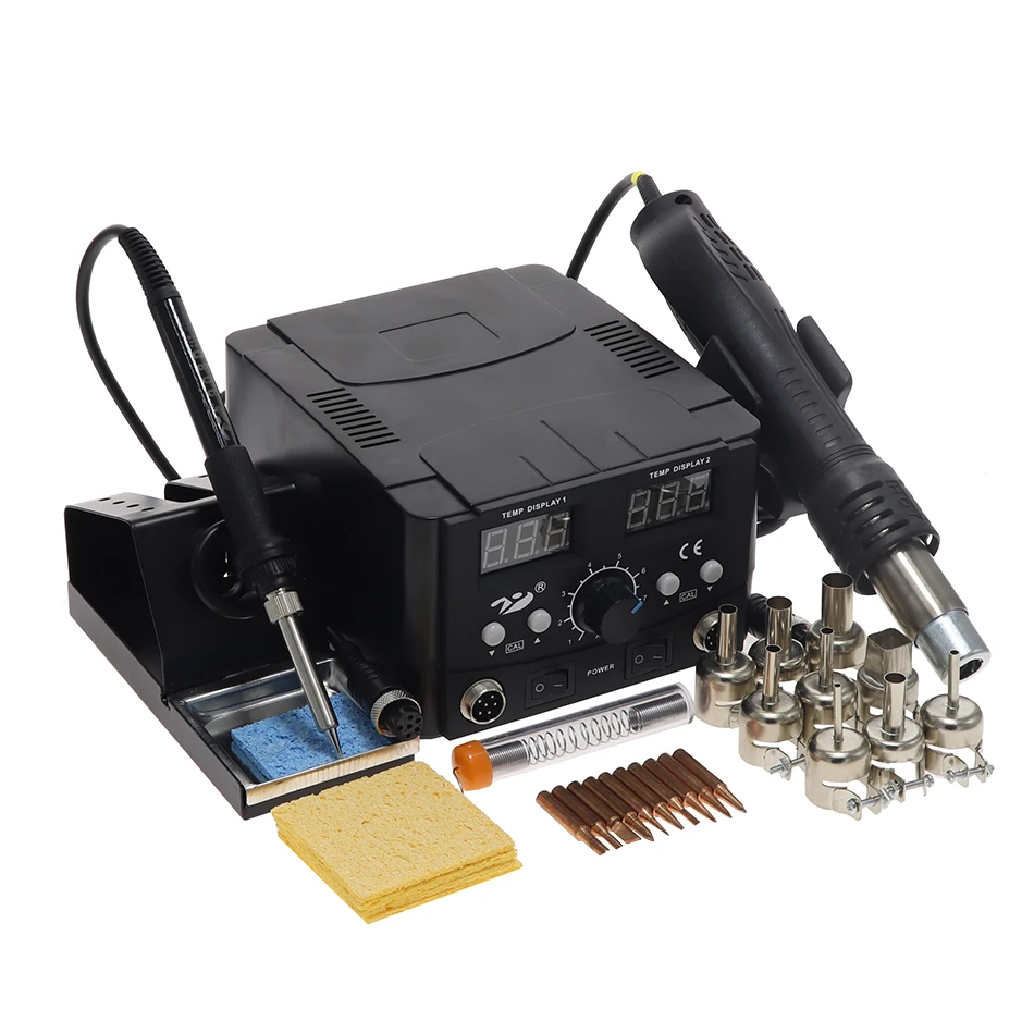 8582D 750 Вт Синий цифровой 2 в 1 SMD паяльная станция Ремонт сварочный паяльник набор PCB