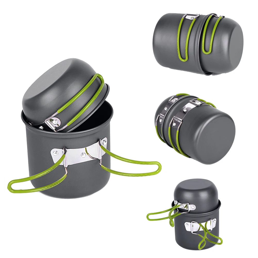 Портативный складной набор кастрюль походная посуда практичная Алюминиевая