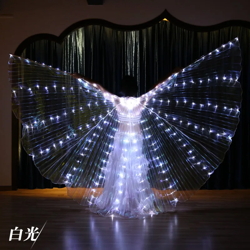 

Women Flashing Blue White Light Belly Dance Isis Wings LED Fairy Butterfly Costume Oriental Indian Bellydance Dancing Accessory