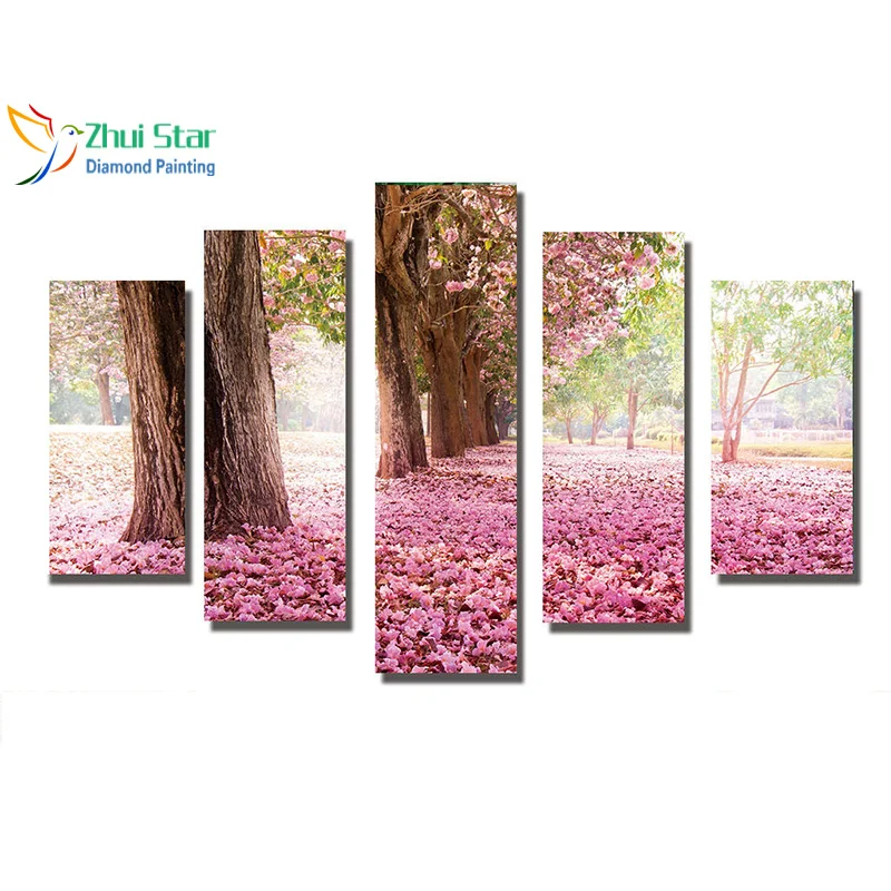 

Zhui star 5D DIY полностью квадратные алмазные вышивки, вышивка крестиком, деревья и цветы, 5 шт., вышивка стразы, мозаика, домашний декор