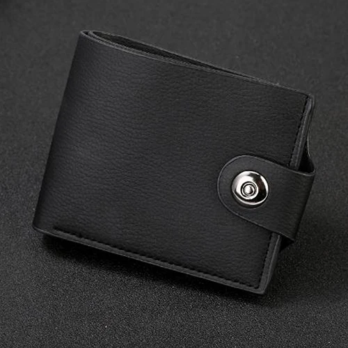buckle Роскошный кожаный бумажник, модный короткий Мужской кошелек на каждый день, однотонный мужской кошелек с отделением для монет, мужской кошелек - Цвет: buckle