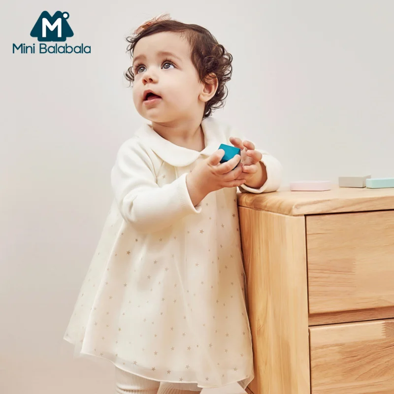 2018 осенне зимнее платье для малышей трикотажное мини с длинными рукавами и