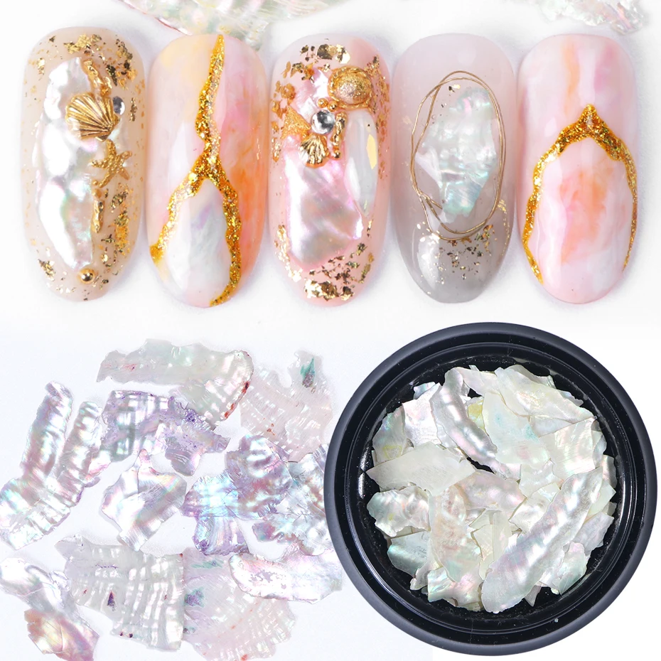 1 коробка 3D Блестки для ногтей художественные украшения Abalone жемчужная оболочка