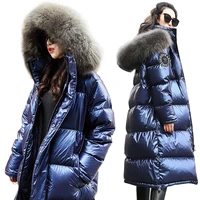 women down jacket 2021 new winter coat big real fur collar women long paragraph thickening warm hooded for female parka yrf14