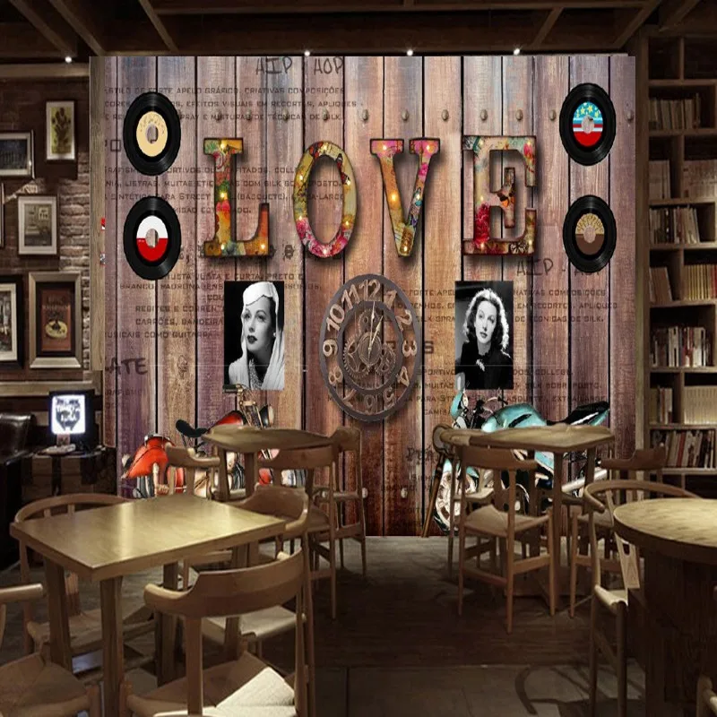Пользовательские 3d обои ретро ностальгия любовь деревянные горки рок группа