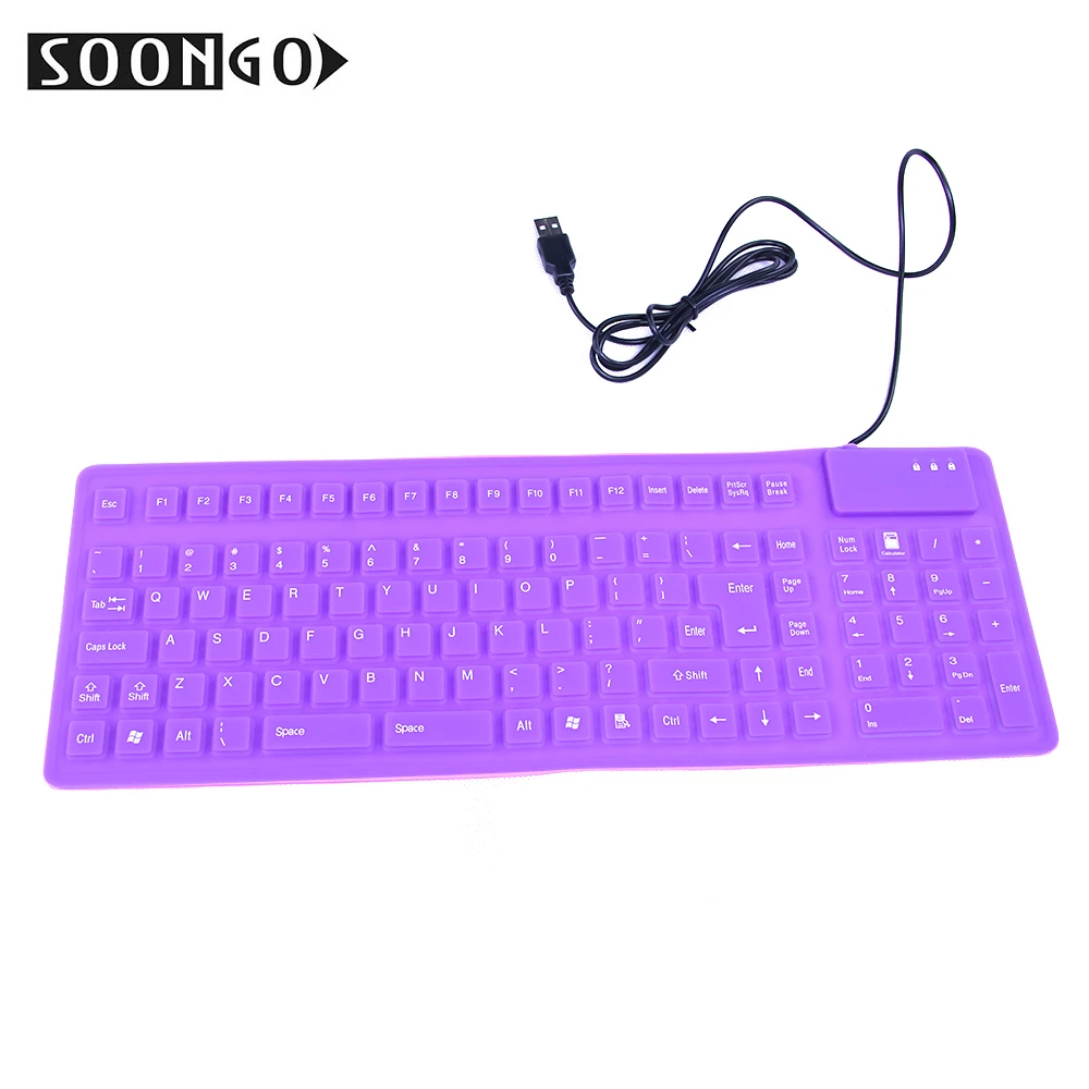 Проводная силиконовая клавиатура USB гибкая тонкая складная складной Teclado claver Gamer