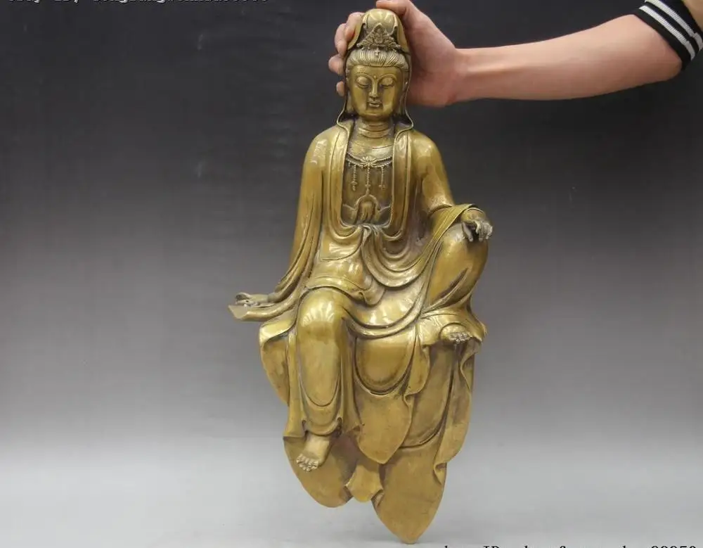 Тибетский храм буддизм латунь Kwan-Yin Guanyin Quan Yin статуя бодхисаттвы богиня | Дом и сад