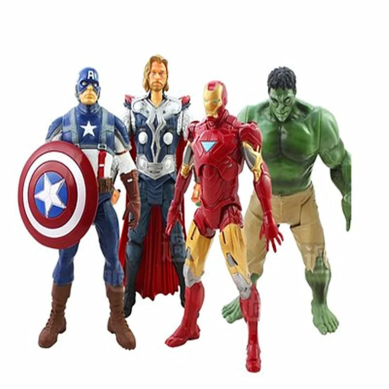 20CM 4Pcs/set The Avengers Iron Man Captain America Movable Joints Action Figure PVC Statue Ver Model Decoration Toy H390 | Игрушки и