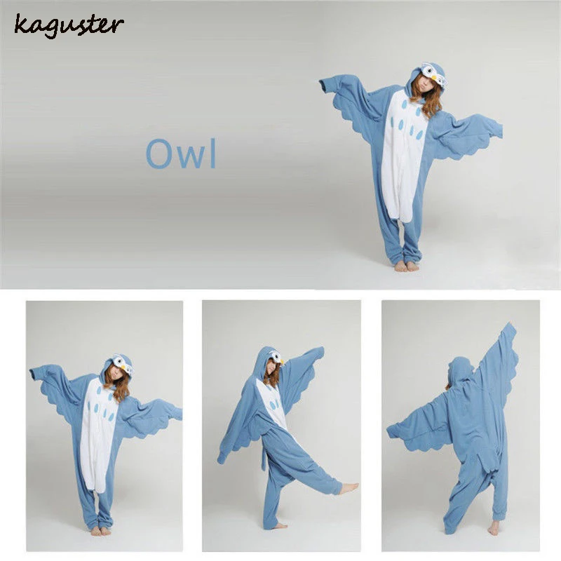 Для взрослых фланелевые пижамы Onsies Синий Сова костюм для мужчин женщин одна