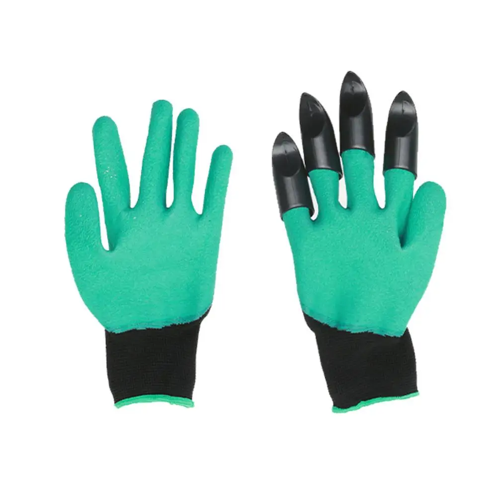 green claws 1 пара садовых перчаток ABS пластиковые садовые Genie резиновые перчатки с когтями быстро легко копать и сажать - Цвет: green claws