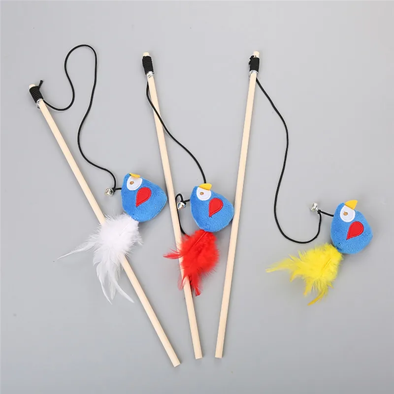 Imixlot Funny Cat Interactive Toys Portable Colorful Feather With Bells Wooden Rod Pet Toy Products | Дом и сад