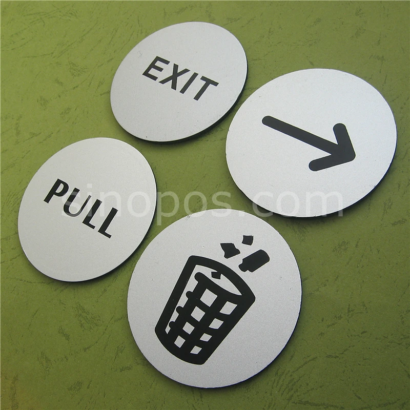 Наклейка на мусорное ведро круглая металлическая 83 мм алюминиевая панель бумаги