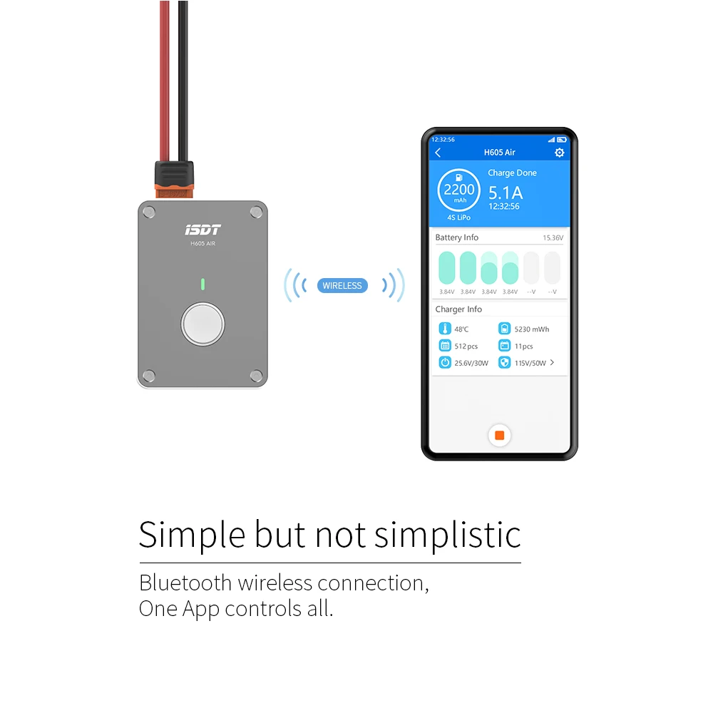 ISDT H605 Air 50 Вт 5A DC 2S-6S Lipo аккумулятор умное зарядное устройство Bluetooth с управлением