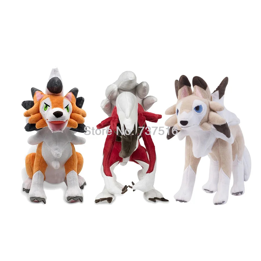 Lycanroc 3 of Set Новые мягкие животные солнце и луна Lycanroc Полночь полудня Сумерки мечта формы плюшевые мягкие куклы детские игрушки-персонажи 9-10 дюймов подарок - Цвет: Lycanroc 3 of Set