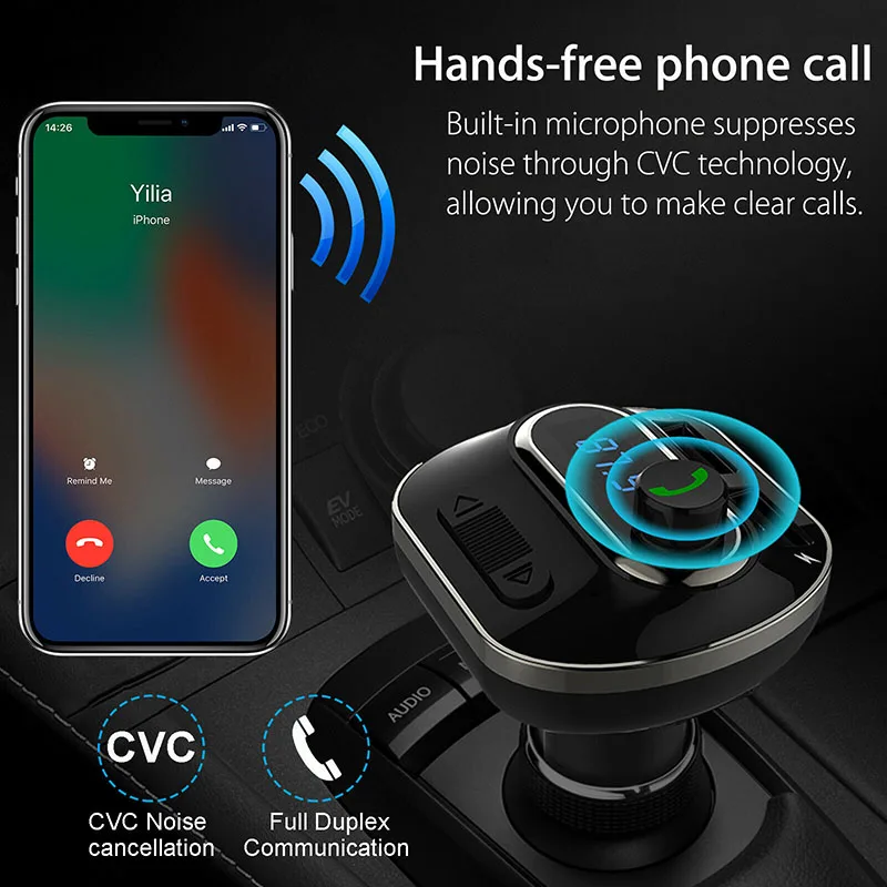 Беспроводной Bluetooth Автомобильный Handsfree AUX аудио приемник FM адаптер USB зарядное