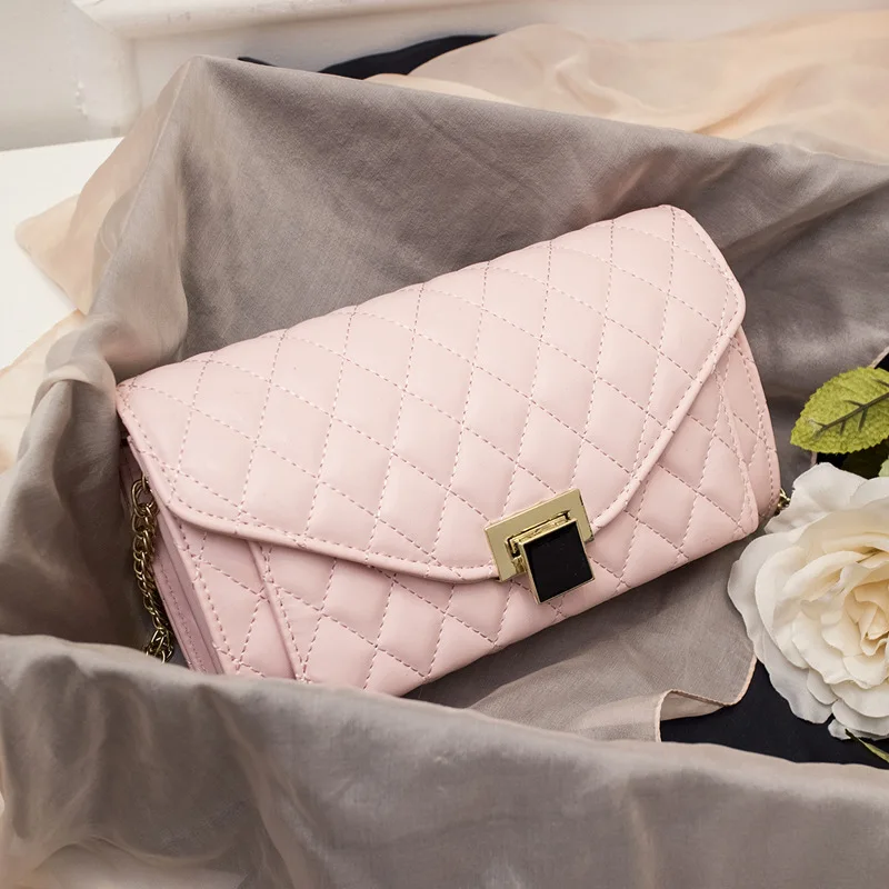 Женская Сумка 2017 Новая Девушка ИСКУССТВЕННАЯ Кожа Вообще Мини Цепь Lingge Цепи