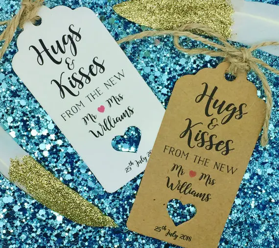 Изготовленный На Заказ Hugs &amp Kisses свадебный набор от похмелья бирок для подарков