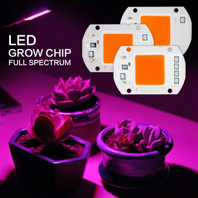 Лампа для выращивания чип полный спектр переменный ток 220 В 20 Вт 30 50 светодиодный