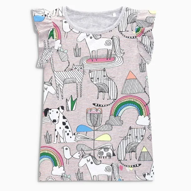 picture color Little maven/детская одежда; коллекция года; летняя одежда для маленьких девочек; футболка с короткими рукавами; топы с принтом животных; брендовая хлопковая Футболка; 50979 - Цвет: picture color