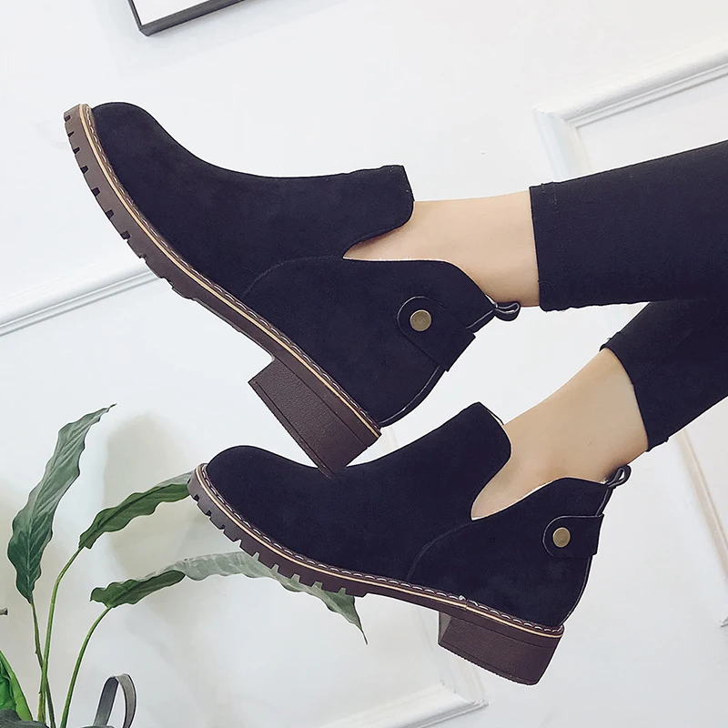 Новинка 2018 года зимние женские ботинки Челси в британском стиле короткие