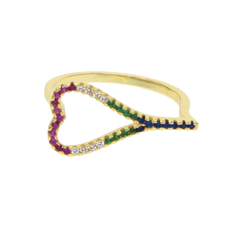 Женские обручальные кольца eternityheart shape rainbow cz простые прозрачные с цирконием для