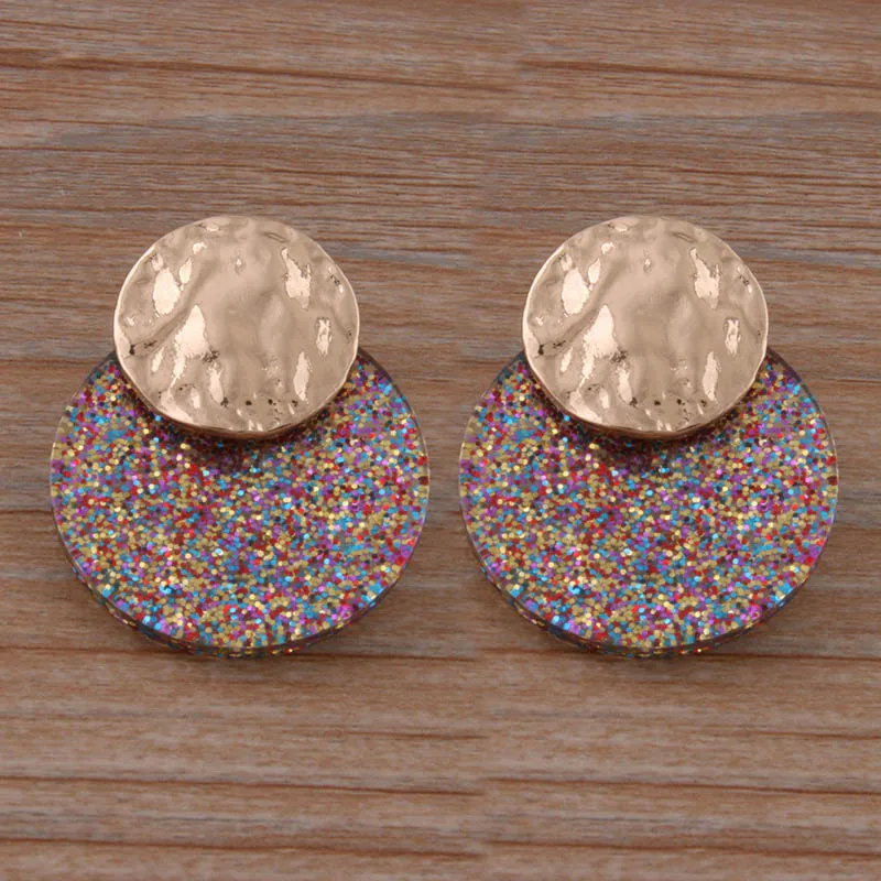 Multicolored NeeFu WoFu Flash серьги из полимеров круглая большая серьга из цинкового сплава большие серьги Brinco модные серьги аксессуары Oorbellen подарок - Окраска металла: Multicolored
