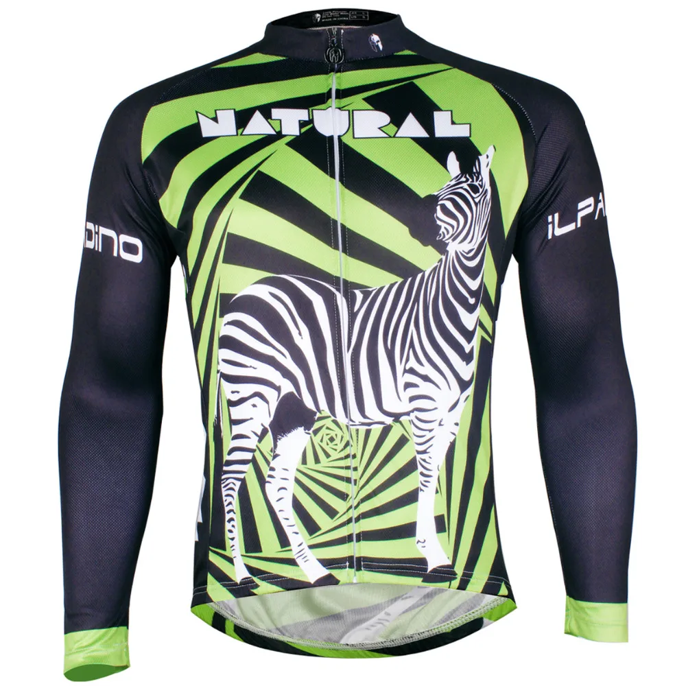 Новая зеленая велосипедная одежда с длинным рукавом и принтом зебры Мужская